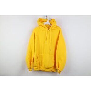 Vintage 90s Y2K Streetwear Mens Small Blank Thick Hoodie Sweatshirt Yellow